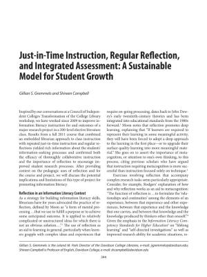 Just-In-Time Instruction, Regular Reflection, and Integrated Assessment: a Sustainable Model for Student Growth