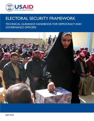 Electoral Security Framework Technical Guidance Handbook for Democracy and Governance Officers