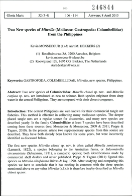 Mollusca: Gastropoda: Columbellidae) from the Philippines