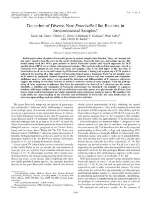 Detection of Diverse New Francisella-Like Bacteria in Environmental Samples† Susan M
