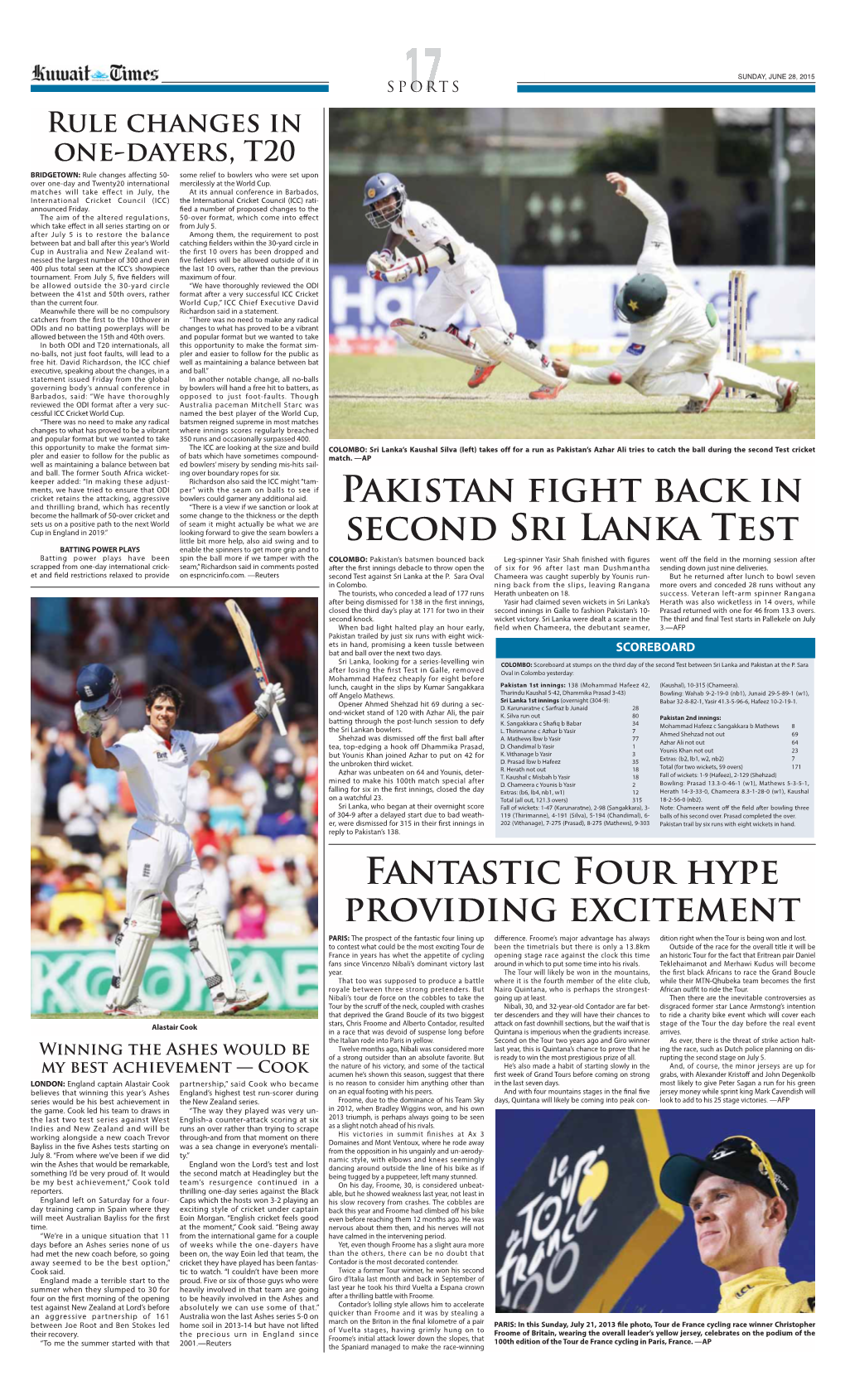 Pakistan Fight Back in Second Sri Lanka Test Fantastic Four Hype