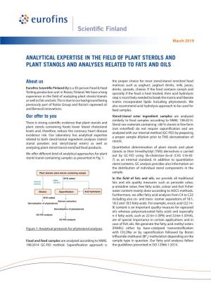 Analytical Expertise in the Field of Plant Sterols and Plant Stanols and Analyses Related to Fats and Oils