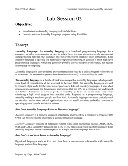Lab Session 02 Objective