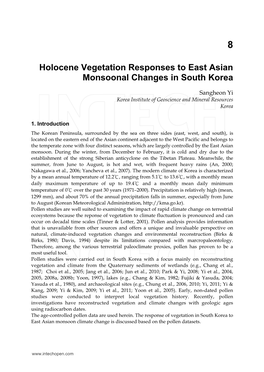 Holocene Vegetation Responses to East Asian Monsoonal Changes in South Korea
