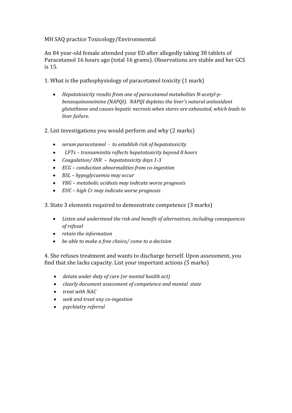 MH SAQ Practice Toxicology/Environmental