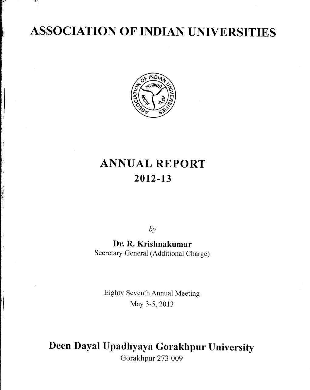 Association of Indian Universities Annual Report 2012-13