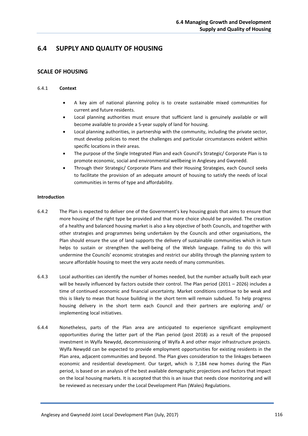 6.4 Supply and Quality of Housing