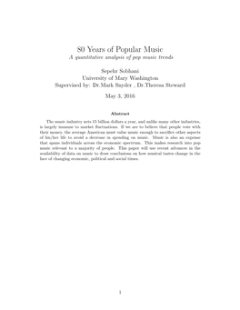 80 Years of Popular Music a Quantitative Analysis of Pop Music Trends