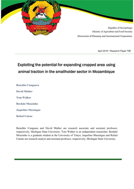 Mapping Animal Traction Suitability in Rural Mozambique