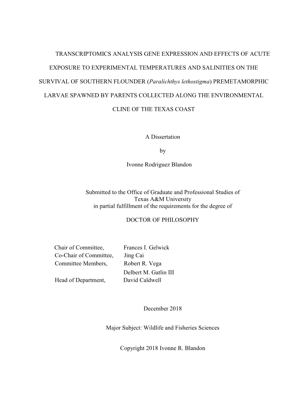 Transcriptomics Analysis Gene Expression and Effects of Acute Exposure to Experimental Temperatures and Salinities on the Surviv