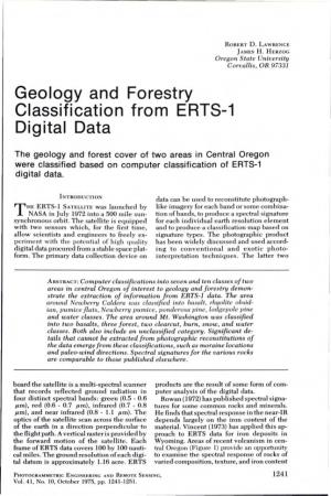 Geology and Forestry Classification from ERTS-1 Digital Data