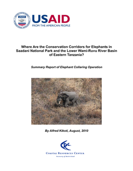Where Are the Conservation Corridors for Elephants in Saadani National Park and the Lower Wami-Ruvu River Basin of Eastern Tanzania?