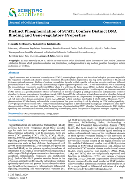 Distinct Phosphorylation of STAT1 Confers Distinct DNA Binding and Gene-Regulatory Properties