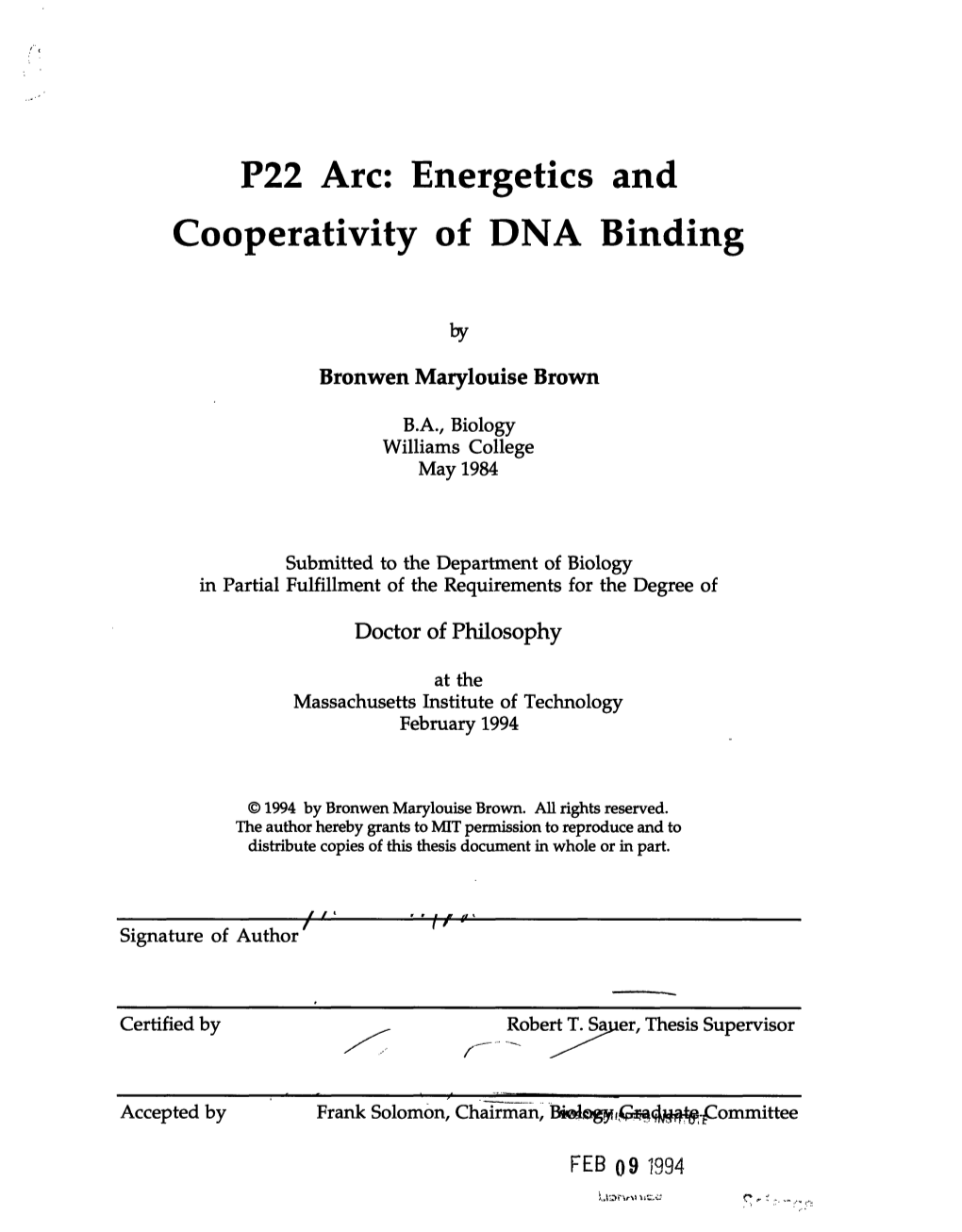 Cooperativity of DNA Binding