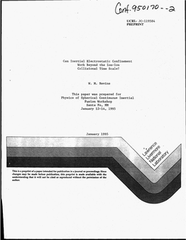 UCRL JC-119584 PREPRINT Can Inertial Electrostatic Confinement