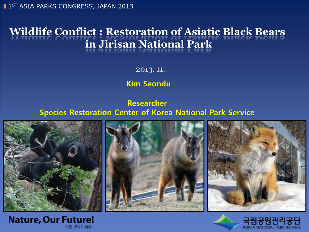 Wildlife Conflict : Restoration Of Asiatic Black Bears In Jirisan ...