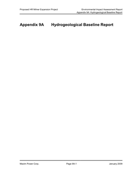 Appendix 9A Hydrogeological Baseline Report