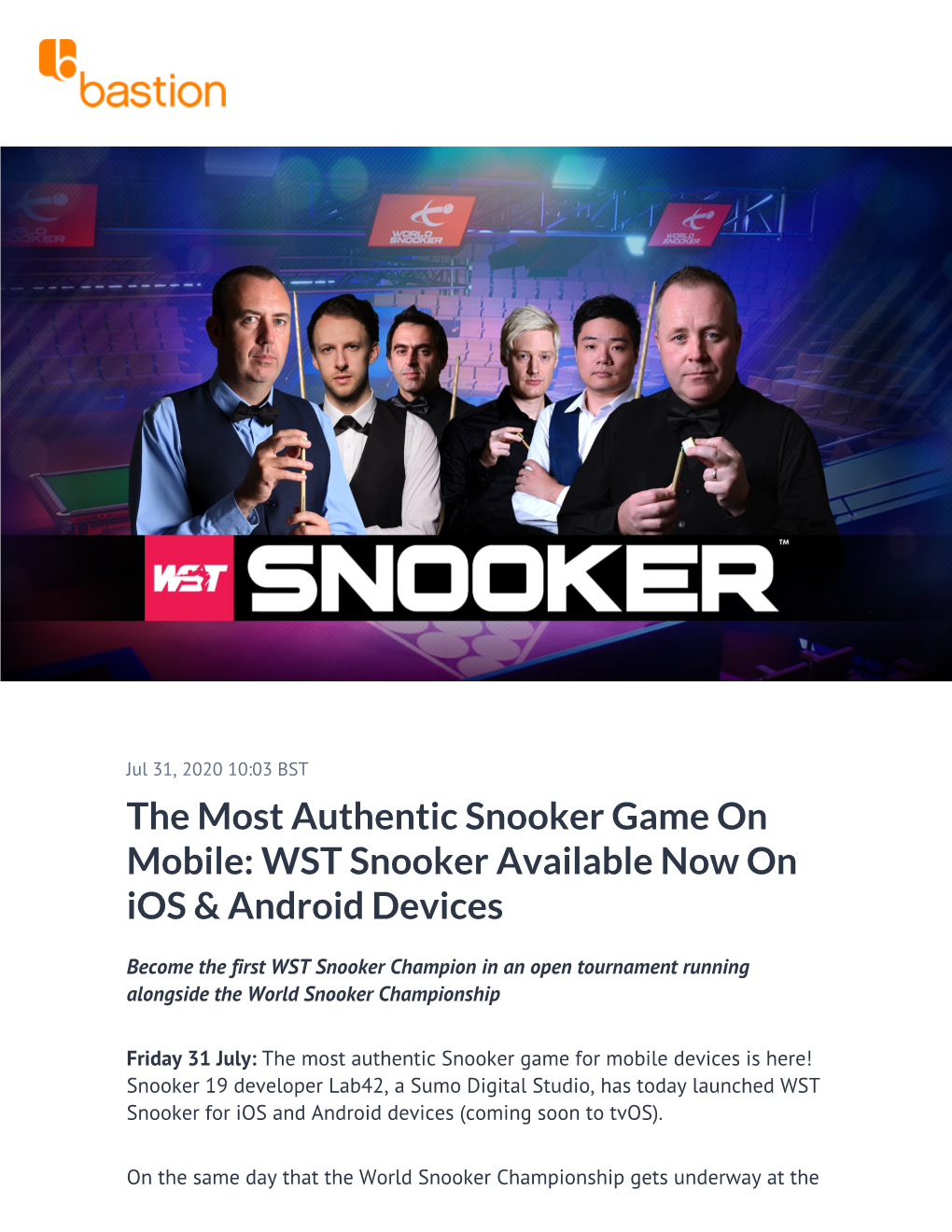 WST Snooker Available Now on Ios & Android Devices