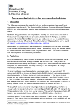 Downstream Gas Statistics – Data Sources and Methodologies