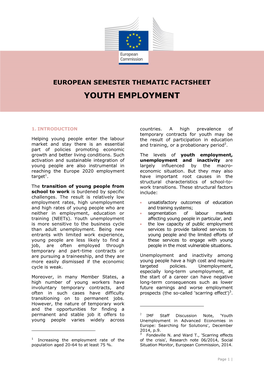 Youth Employment, European Thematic Factsheet