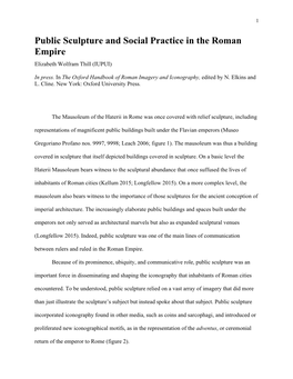 Public Sculpture and Social Practice in the Roman Empire Elizabeth Wolfram Thill (IUPUI)