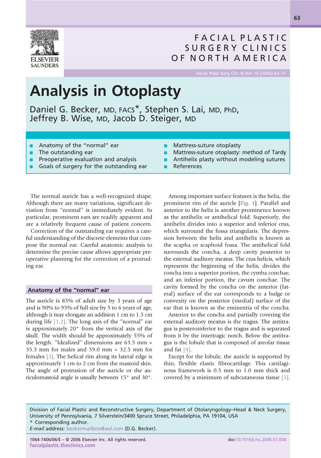 Analysis in Otoplasty