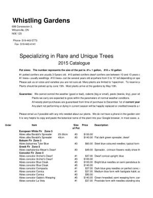 Specializing in Rare and Unique Trees 2015 Catalogue