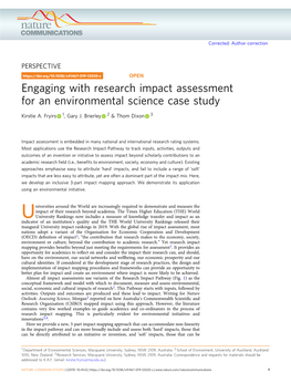 Engaging with Research Impact Assessment for an Environmental Science Case Study