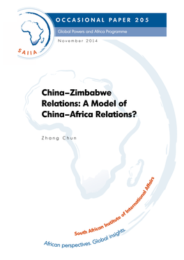 China–Zimbabwe Relations: a Model of China–Africa Relations? Occasional Paper 205