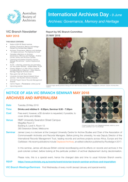 International Archives Day - 9 June Archives: Governance, Memory and Heritage