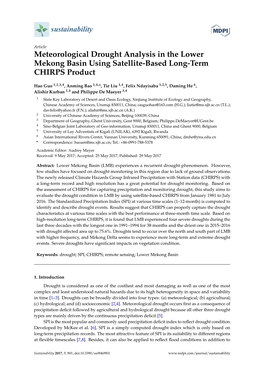 Meteorological Drought Analysis in the Lower Mekong Basin Using Satellite-Based Long-Term CHIRPS Product