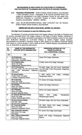 Proceedings of High Court of Judicature at Hyderabad for the State of Telangana and the State of Andhra Pradesh