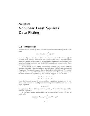 Appendix D: Nonlinear Least Squares for Data Fitting