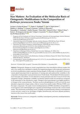An Evaluation of the Molecular Basis of Ontogenetic Modiﬁcations in the Composition of Bothrops Jararacussu Snake Venom