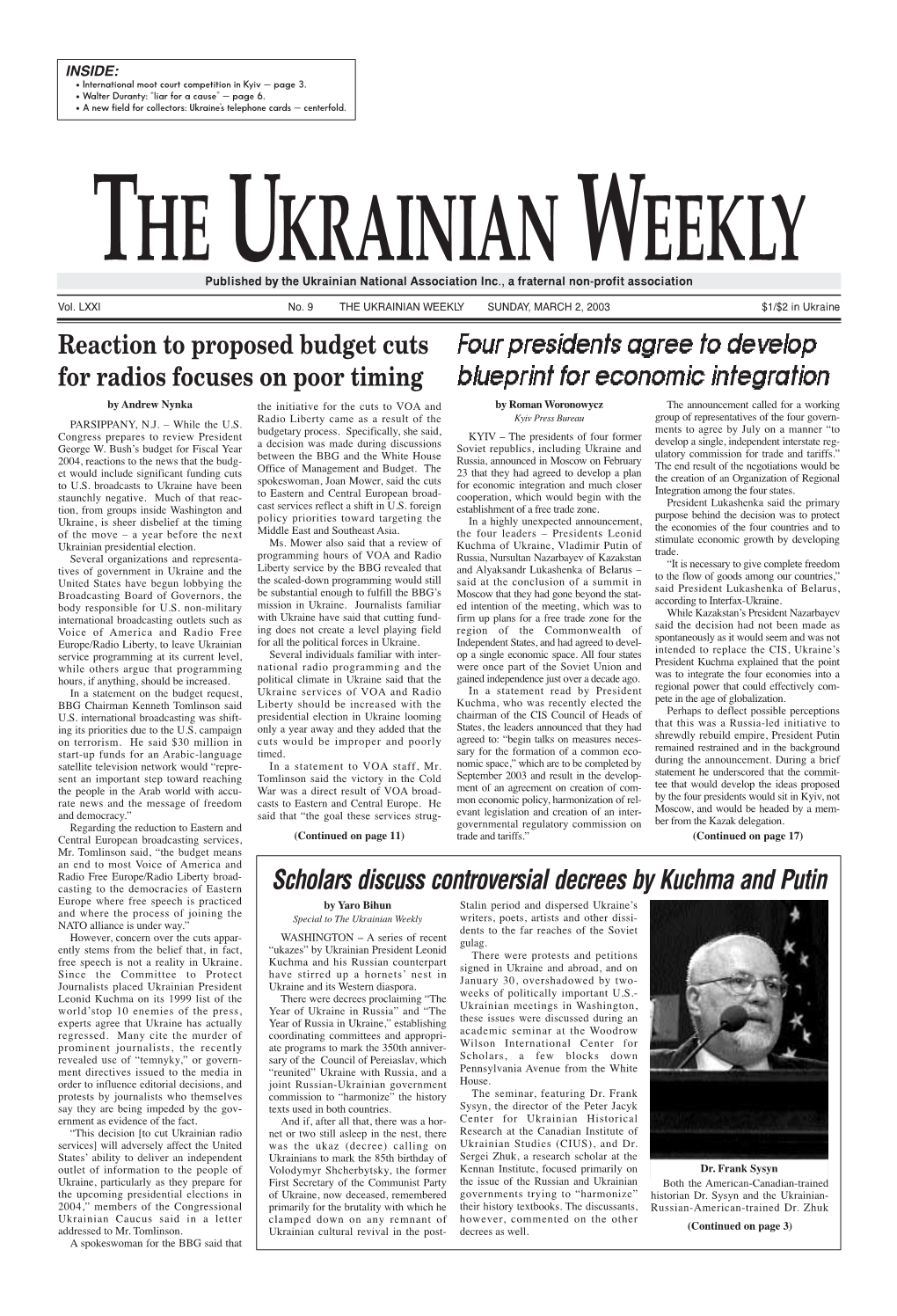 The Ukrainian Weekly 2003, No.9