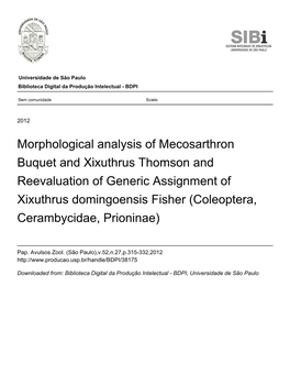 Morphological Analysis of Mecosarthron Buquet and Xixuthrus