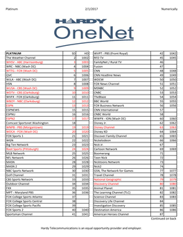 Platinum 2/1/2017 Numerically PLATINUM SD HD WVPT