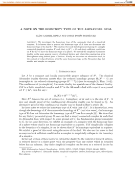 A Note on the Homotopy Type of the Alexander Dual 1
