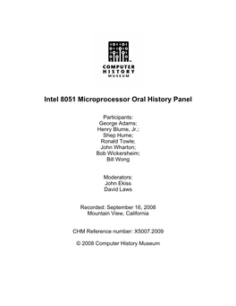 Intel 8051 Microprocessor Oral History Panel