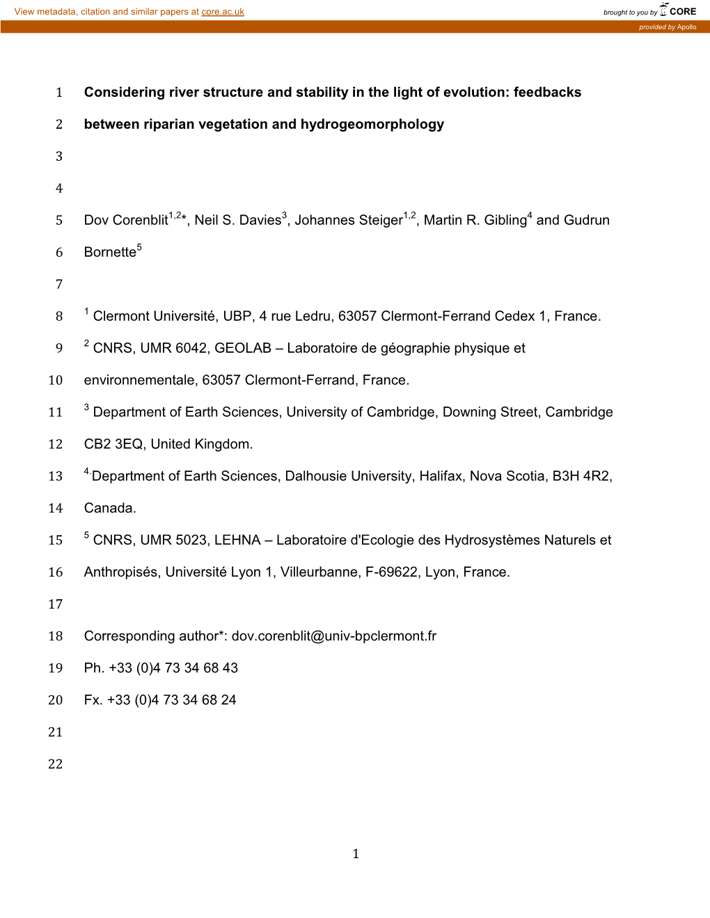 Functional Consequences of Short and Long Term Vegetation