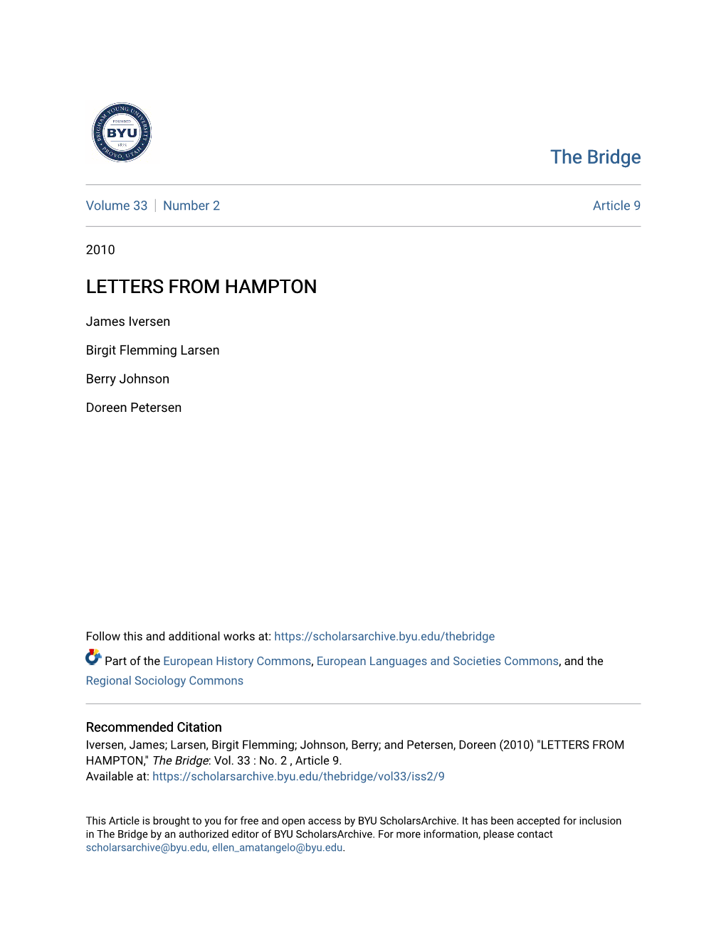 Letters from Hampton