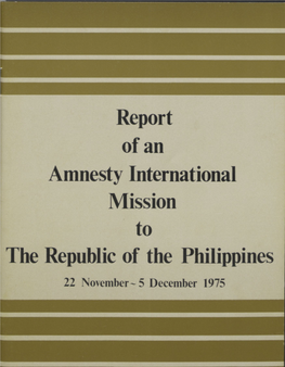 Report of an Amnesty International Mission to the Republic of the Philippines