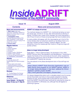 Issue 18 August 2004 Contents News and Announcements News and Announcements