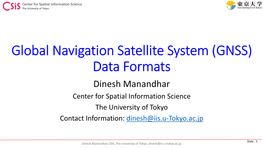 Global Navigation Satellite System (GNSS) Data Formats