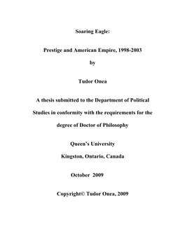 Prestige and American Empire, 1998-2003 by Tudor Onea a Thesis
