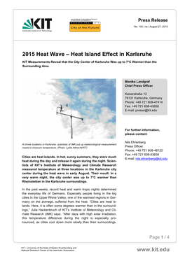 2015 Heat Wave – Heat Island Effect in Karlsruhe
