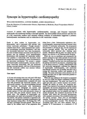 Syncope in Hypertrophic Cardiomyopathy