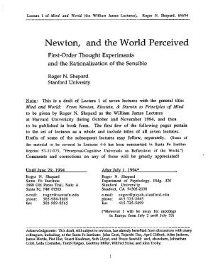 Newton, and the World Perceived First-Order Thought Experiments and the Rationalization of the Sensible
