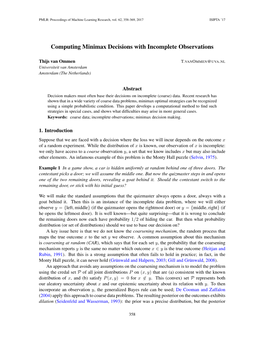 Computing Minimax Decisions with Incomplete Observations