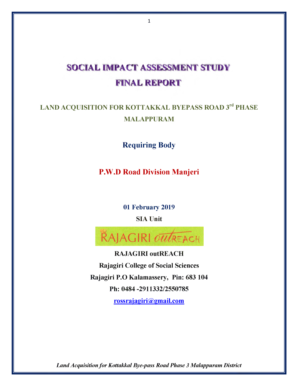 Social Impact Assessment Study Final Report